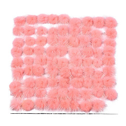 Pink Faux Mink Fur Ball Decoration, Pom Pom Ball, For DIY Craft, Pink, 2~2.5cm, about 100pcs/board