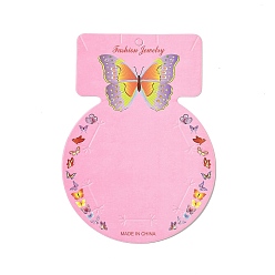 Бледно-Розовый Круглые открытки для ювелирных изделий с бабочками, многоцелевые карточки для заколки для волос, серьга, Ожерелье, , розовый жемчуг, 13.85x8.3x0.04 см, отверстие : 2 мм