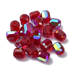 FireBrick AB Color Plated Glass Beads, Faceted Barrel, FireBrick, 8.5x7.5mm, Hole: 1.4mm