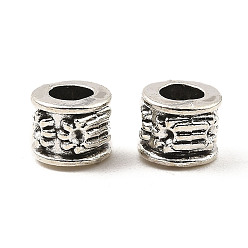 Antique Silver Tibetan Style Alloy European Beads Rhinestone Settings, Column, Nickel, Antique Silver, Fit for Rhinestone: 1mm, 10x8mm, Hole: 5mm, about 495pcs/1000g