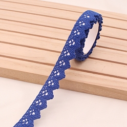 Dark Blue Lace Trim, Cotton Lace Ribbon, with Adhesive Back, For Sewing Decoration, Dark Blue, 5/8 inch(15mm), about 1.97 Yards(1.8m)/Roll