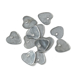 Серый Подвески в форме сердца из натуральных ракушек капиз, окрашенные распылением, серые, 11.5x11.5x0.5 мм, отверстие : 1.6 мм