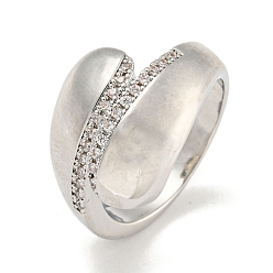 Платина Латунное покрытие стойки с микро-паве и кубическим цирконием, открытые манжеты для женщин, каплевидные кольца, долговечный, без кадмия и без свинца, платина, 15.5 мм, размер США 7 1/4 (17.5 мм)