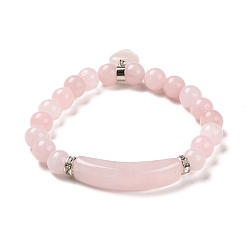 Rose Quartz Natural Rose Quartz Beads Charm Bracelets, Heart, 2-1/4 inch(56mm)