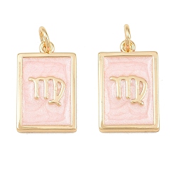 Virgo Brass Enamel Pendants, Rectangle Charms, Rack Plating, Cadmium Free & Lead Free, Long-Lasting Plated, Golden, Virgo Charms, 17.5x11x2mm, Hole: 3mm