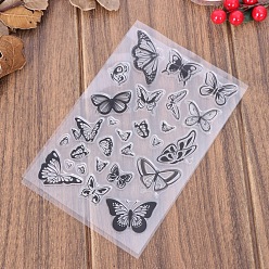 Butterfly Clear Plastic Stamps, for DIY Scrapbooking, Photo Album Decorative, Cards Making, Stamp Sheets, Butterfly, 160x110mm