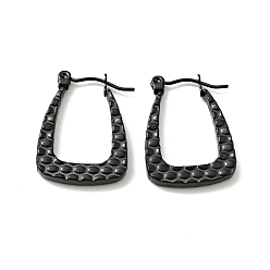 Electrophoresis Black 304 Stainless Steel Trapezoid Hoop Earrings for Women, Electrophoresis Black, 23x17x3mm, Pin: 0.8mm