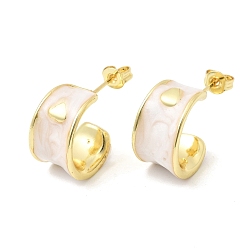 Снежный С-образные серьги-гвоздики из латуни с эмалью, долговечный, без кадмия и без свинца, золотые, снег, 16.5x9.5 мм