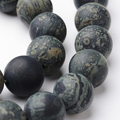 Jaspe Kambaba Brins de perles de jaspe kambaba naturel rond, 6mm, Trou: 1mm, Environ 63~65 pcs/chapelet, 15 pouce