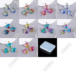 Mixed Color 40Pcs 10 Colors Handmade Lampwork Pendants, Heart Charms, Mixed Color, 23x20mm, 4pcs/color