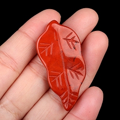 Red Jasper Natural Red Jasper Carved Healing Leaf Stone, Reiki Energy Stone Display Decorations, for Home Feng Shui Ornament, 47x20~25x6mm