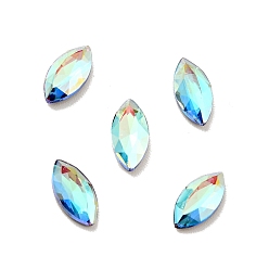Sphinx K9 Glass Rhinestone Cabochons, Flat Back & Back Plated, Faceted, Horse Eye, Sphinx, 8x4x2mm