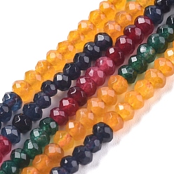 Colorful Dyed Natural Malaysia Jade Rondelle Beads Strands, Faceted, Colorful, 4x2~3mm, Hole: 1mm, about 115pcs/strand, 14 inch