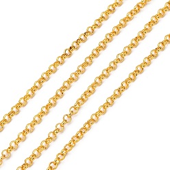 Золотой Роло железа цепи, круглые, отрыгивающая цепь, с катушкой, несварные, без свинца, золотые, 3x1 мм