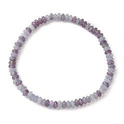 Lilac Jade Natural Lilac Jade Flat Round Beaded Stretch Bracelets for Women, Inner Diameter: 2-3/8 inch(6cm)