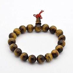 Tiger Eye Mala Beads Stretch Bracelets, Tiger Eye Buddha Bracelets, 52mm