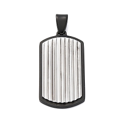 Черный 304 подвески из нержавеющей стали, прямоугольник амулеты, черная и нержавеющая сталь цвет, 37x20x3.5 мм, отверстие : 7x4.5 мм