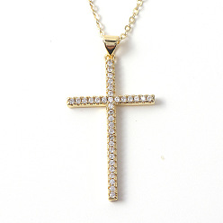 03 Vintage Religious Gold Plated CZ Cross Pendant for Women - Creative Colorful Diamond Fashion Necklace