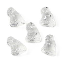 Clear Transparent Glass Beads, with Glitter Powder, Christmas Hat, Clear, 17x14x10mm, Hole: 1mm
