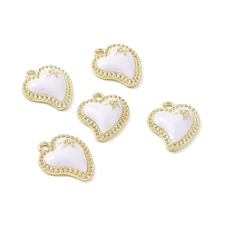Белый Подвески из эмали и сплава, без кадмия и без свинца, золотой свет, Сердце звездочкой, белые, 19x15x3.5 мм, отверстие : 1.6 мм