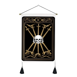 Skull Tarot Polyester Wall Hanging Tapestry, for Bedroom Living Room Decoration, Rectangle, Skull, Picture: 500x350mm