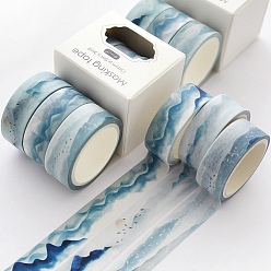 Teal 3 Rolls Skiing Theme Pattern Paper Adhesive Tape, for Card-Making, Scrapbooking, Diary, Planner, Envelope & Notebooks, Teal, 15mm, about 5.47 Yards(5m)/roll