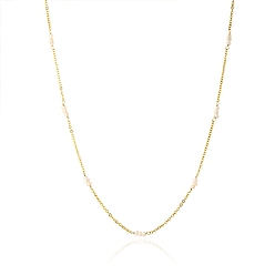 Golden Titanium Steel Cable Chain Necklaces, Pearl Link Chain Necklace, for Women, Golden, 16-1/2 inch(42cm)