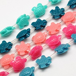 Mixed Color Synthetic Coral Beads Strands, Dyed, Tortoise, Mixed Color, 15x12x7mm, Hole: 2mm, about 22pcs/strand, 11.5 inch