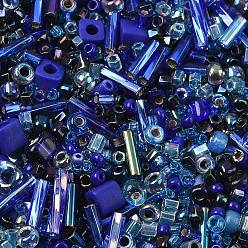 Синий Смесь бисера миюки, японский бисер, разнообразные, синие, 1~9x1.5~2 мм, отверстие : 0.5~1 мм
