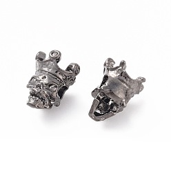Gunmetal Tibetan Style Alloy Beads, Skull Head, Gunmetal, 13x10.5x9.5mm, Hole: 3mm
