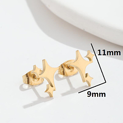 Star 304 Stainless Steel Asymmetrical Earrings, Stud Earrings for Women, Star Pattern, 10mm