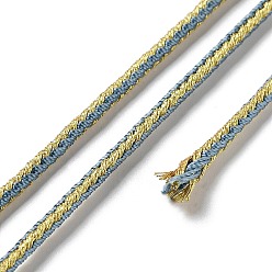 Steel Blue 14M Duotone Polyester Braided Cord, Round, Steel Blue, 2.5mm, about 15.31 Yards(14m)/Roll