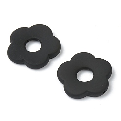 Black Rubberized Resin Bead Frame, DIY Accessories for Earring & Hairwear Making, Flower, Black, 26x26.5x4.5mm, Inner Diameter: 8mm