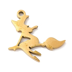 Golden Halloween 201 Stainless Steel Pendants, Witch Charm, Golden, 18x18x1.5mm, Hole: 1.5mm