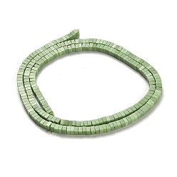 Light Green Natural Agate Beads Strands, Dyed, Square, Light Green, 2.5x2.5x1.5mm, Hole: 1mm, about 236pcs/strand, 15.08''(38.3cm)