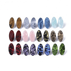 Mixed Color Cellulose Acetate(Resin) Stud Earring Findings, with 316 Surgical Stainless Steel Pin, Rice, Mixed Color, 19.5x9.5x2.5mm, Pin: 0.6mm