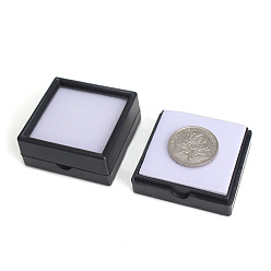 Черный Пластиковые коробки для упаковки россыпью алмазов с видимым окном, бархатом внутри, квадратный, чёрные, 5x5x2 см