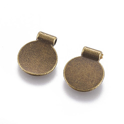 Antique Bronze Alloy Stamping Blank Tag Charms Pendants, Flat Round, Cadmium Free & Nickel Free & Lead Free, Antique Bronze, 12x15x3mm, Hole: 2mm