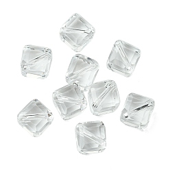 Clear Glass Imitation Austrian Crystal Beads, Faceted, Square, Clear, 7x7x7mm, Hole: 0.9mm