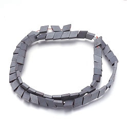 Original Color Non-magnetic Synthetic Hematite Bead Strands, Frosted, Rhombus, Original Color, 11x7x2mm, Hole: 1mm, about 62~63pcs/strand, 16.1 inch(41cm)