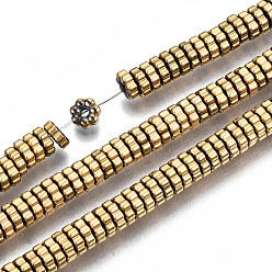 Real 18K Gold Plated Electroplate Non-magnetic Synthetic Hematite Beads Strands, Flower, Real 18K Gold Plated, 5x5x1.5mm, Hole: 1.2mm, about 218~232pcs/strand, 15.75 inch~16.14 inch(40cm~41cm)