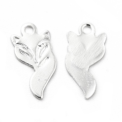 925 Sterling Silver Plated Brass Pendants, Long-Lasting Plated, Cadmium Free & Lead Free, Fox, 925 Sterling Silver Plated, 11.5x5.5x0.4mm, Hole: 1.2mm