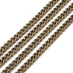 Antique Bronze Iron Cuban Link Chains, Chunky Chains, Unwelded, with Spool, Oval, Antique Bronze, 4.5x3x1mm, about 164.04 Feet(50m)/roll
