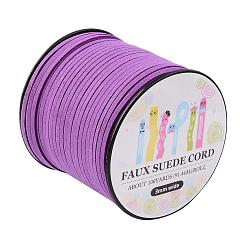 Dark Orchid Faux Suede Cord, Faux Suede Lace, Paper Box Packing, Dark Orchid, 3.0x1.4mm, about 98.43yards/roll(90m/roll)