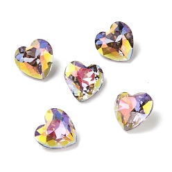 Cветлый Аметист Аb Стеклянные кабошоны со стразами в стиле AB, задние и задние, сердце, светлый аметист AB, 8x8x4 мм