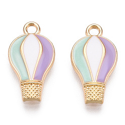 Colorful Alloy Enamel Pendants, Hot Air Balloon, Light Gold, Colorful, 18x10x2.5mm, Hole: 1.8mm