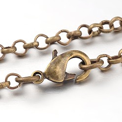Antique Bronze Iron Cross Chain Rolo Chain Necklace Making, Antique Bronze, 17.99 inch