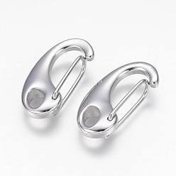 Stainless Steel Color 304 Stainless Steel Push Gate Snap Keychain Clasp Findings, Stainless Steel Color, 31x14x7mm, Hole: 4x7mm