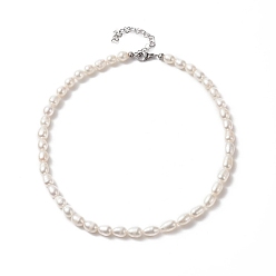 Blanc Collier de perles naturelles pour femmes, blanc, 15.04 pouce (38.2 cm)