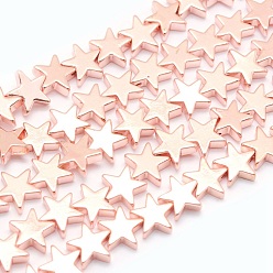 Rose Gold Plated Electroplate Non-magnetic Synthetic Hematite Beads Strands, Grade AA, Long-Lasting Plated, Star, Rose Gold Plated, 4x4x2.5mm, Hole: 0.8mm, about 121pcs/strand, 15.7 inch(40cm)